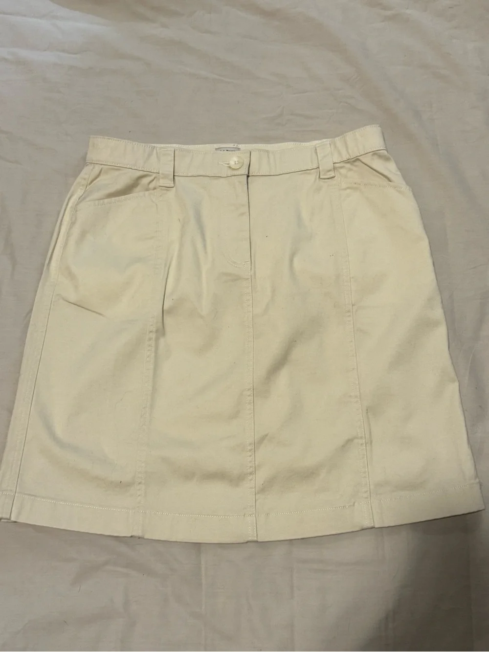 L.L.Bean Classic Fit Khaki Cotton Skirt Size 14 Petite